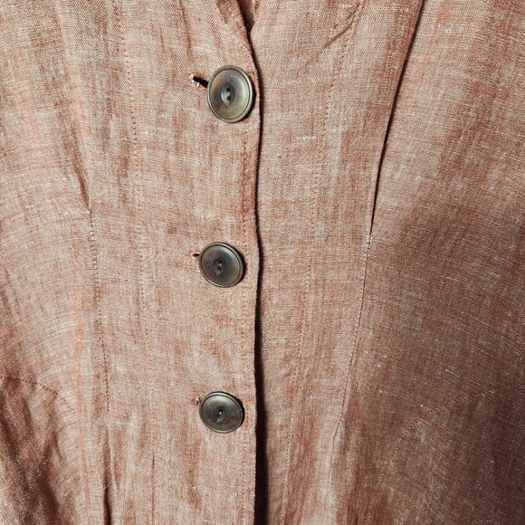 Flax Womens 100% Linen Red Lightweight Lagenlook Buttonfront Jacket-Size S - Picture 3 of 7